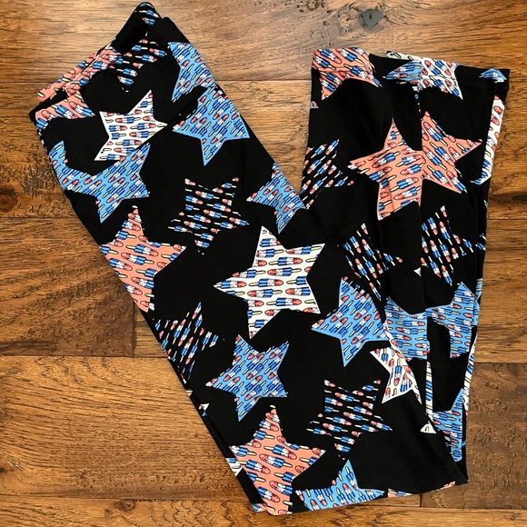 LuLaRoe Pants - OS LulaRoe Bomb Pop 4th of July Star Leggings
